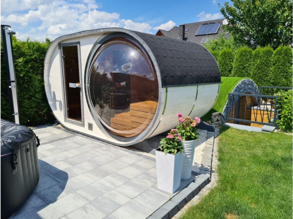 Oválná zahradní sauna